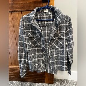 BKE Black and White Plaid button down Brushed Flannel Shirt size XS